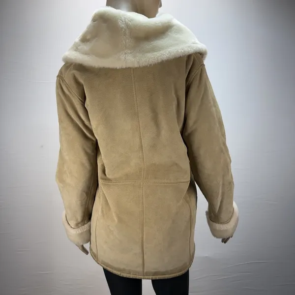 Marvin Richards Vintage Tan Suede Coat Size S Faux Shearling Lined‎ Western Boho - Image 6