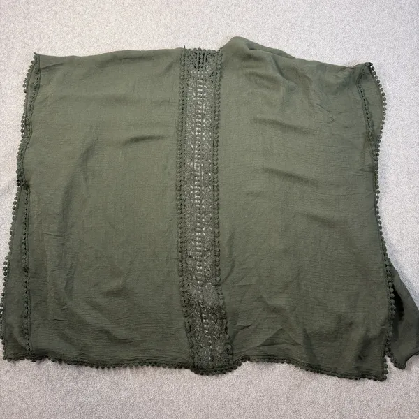 Steve Madden Women's OSFM Olive Green Kimono Cardigan Wrap Lace Trim Open - Image 8