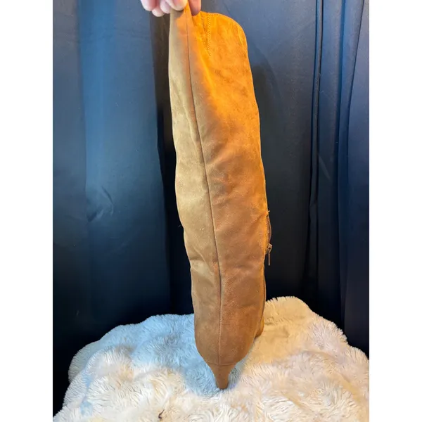Target Tan Faux Suede Pointed Toe Kitten Heel Knee High Boots Size 9 Y2K costume - Image 9
