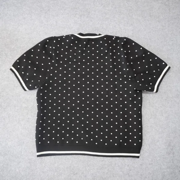 Adrianna Papell Womens XL Black White Polka Dot Short Sleeve Knit Sweater Top - Image 6