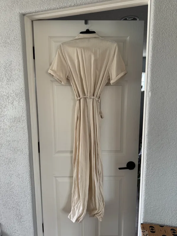 Who What Wear Cream Short-Sleeve Utility Jumpsuit - Image 5