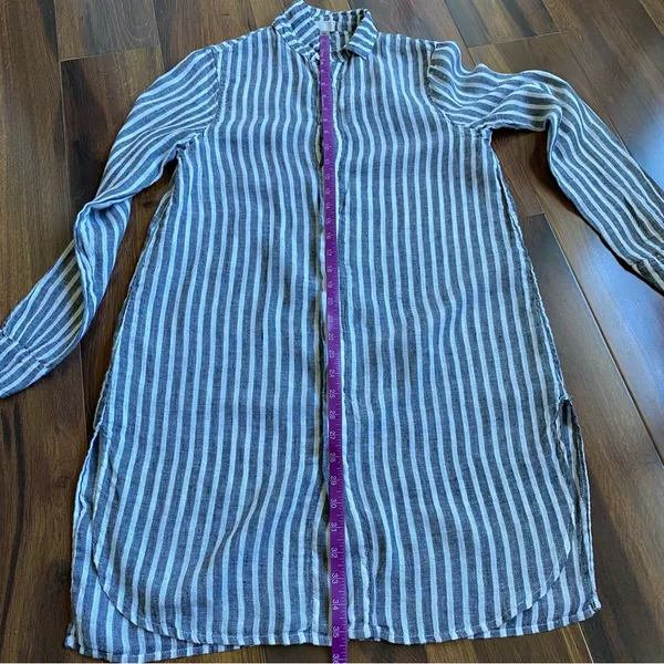 CP Shades Linen Striped Shirt Dress Full Button Down - Image 9