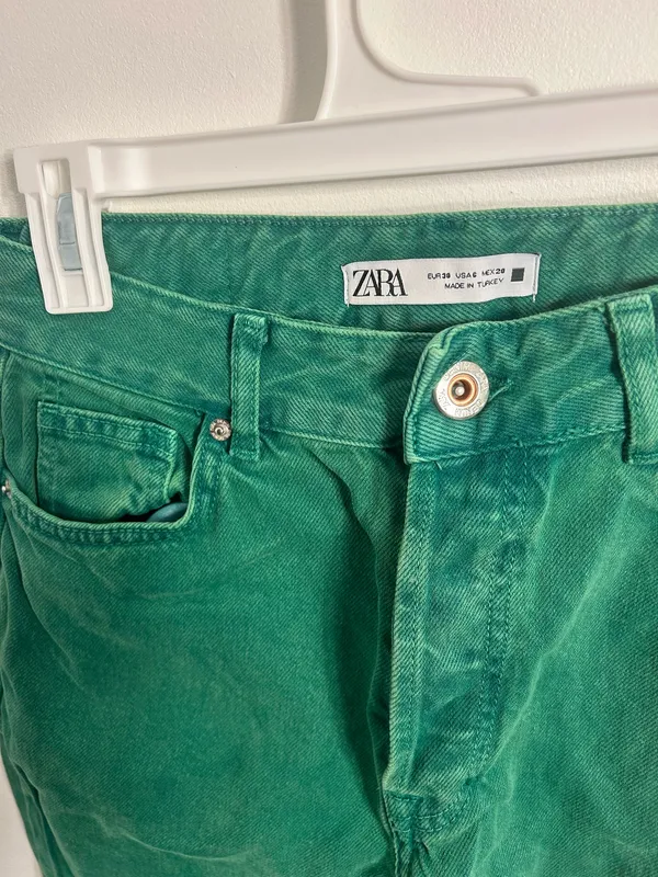 ZARA Green Straight Leg Jeans High-Waisted - Image 4