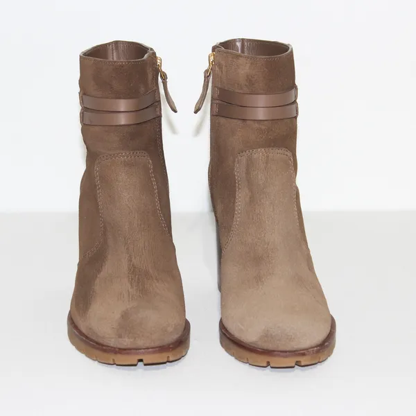 Tory Burch Leigh Lug Sole Booties In River Rock/ River Rock Size 8 - Image 3