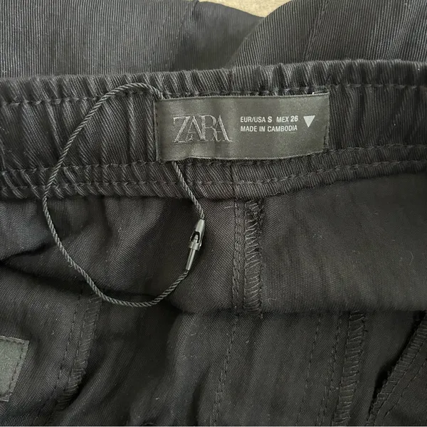 Zara Black Lyocell Viscose High Rise Wide Leg Flowy Casual Pull On Pant S - Image 7