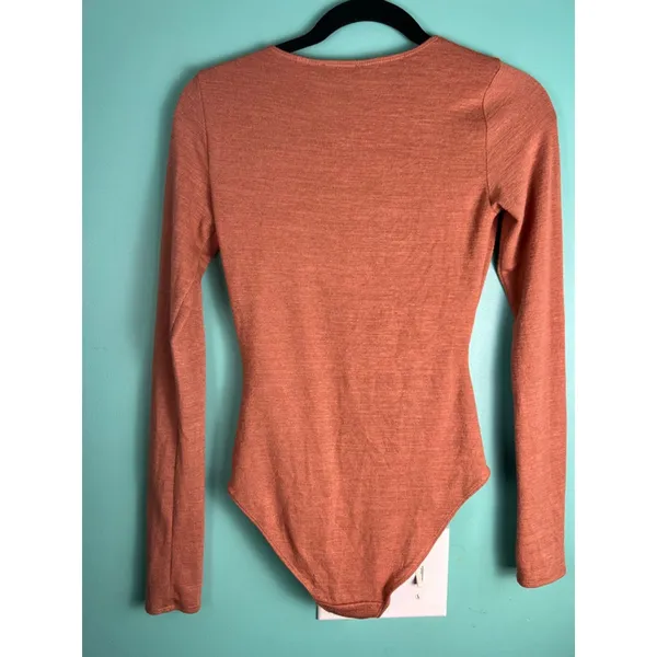Women's Wilfred Free Rust Wrap Long Sleeve Bodysuit S Hari Aritzia - Image 4