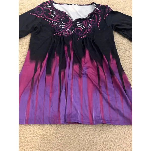 Ab24 woman top shirt bell sleeves purple medium size amazing - Image 2