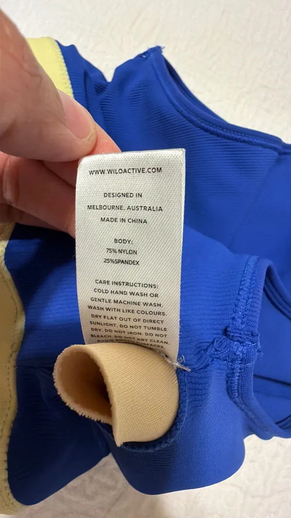 WILO Blue Sports Bra with Pastel Stripe Detail - Image 5