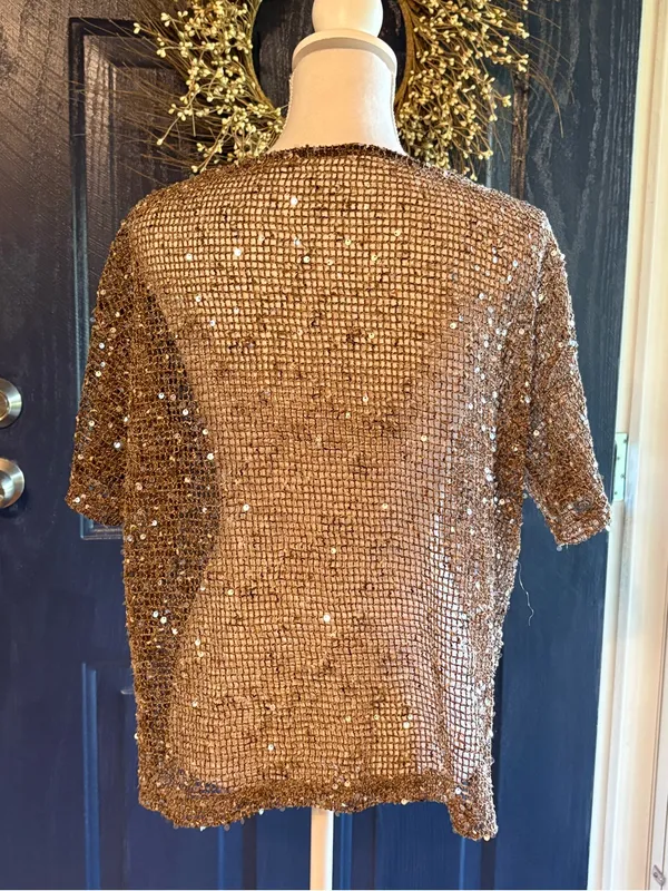 Sequin Tunic Top in Bronze size Small Brown - Image 5
