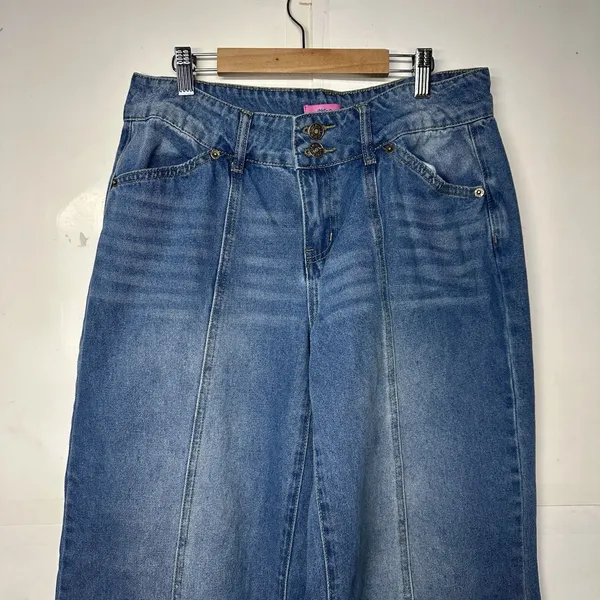 Edikted Women’s Wide Leg Jeans Size L Blue Denim 33x31 High Rise - Image 4