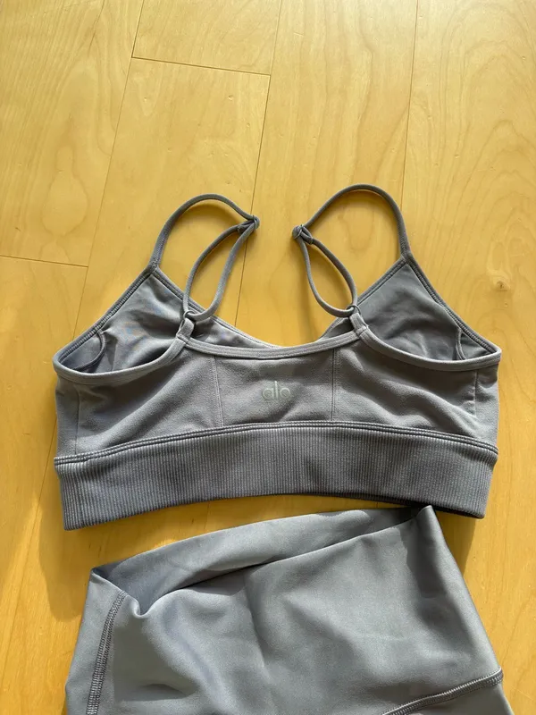ALO Yoga Gray Seamless Sports Bra & High-Waist Leggings Set - Image 5