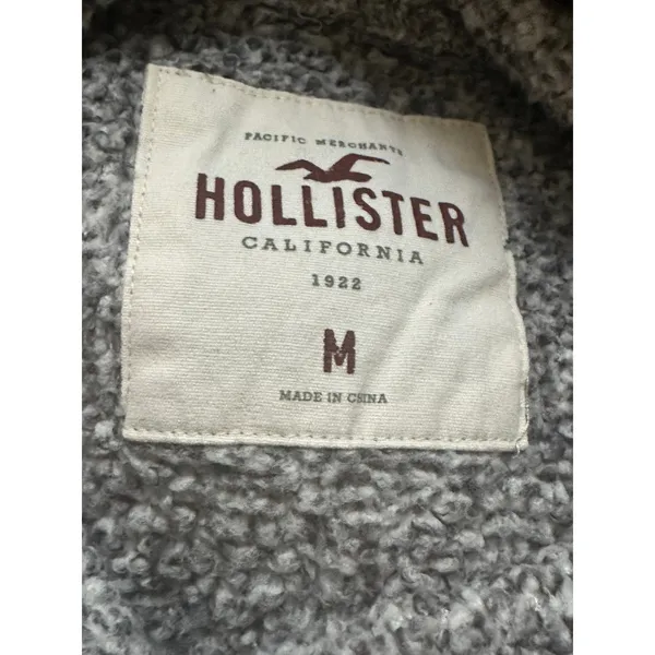 Hollister Long Sleeve Crop Turtle Neck Top Medium Gray White - Image 4