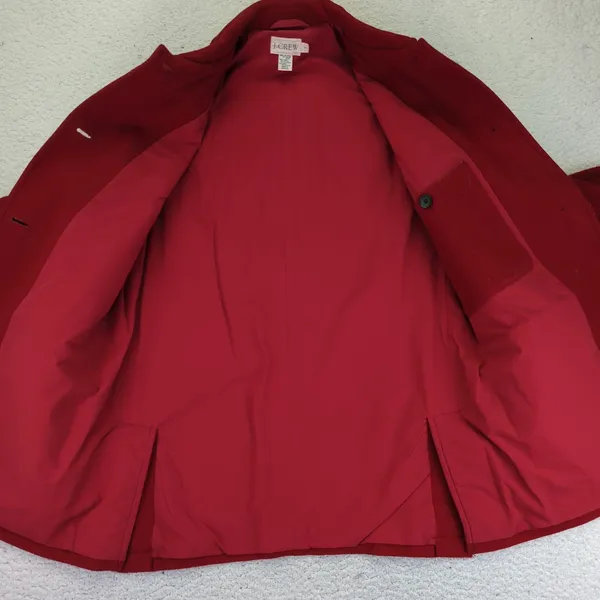 J Crew Classic‎ Red Wool Blend Button Front Coat Jacket Size Small - Image 3