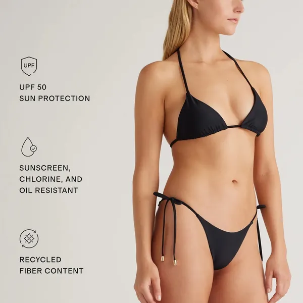NWT Quince Italian Adjustable Side-Tie Bikini Bottom, Black Sz XS - Image 4