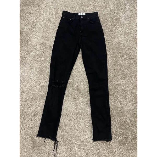 REFORMATION Jeans Faded Black Destroyed Skinny Jeans High Rise Size 25 - Image 6