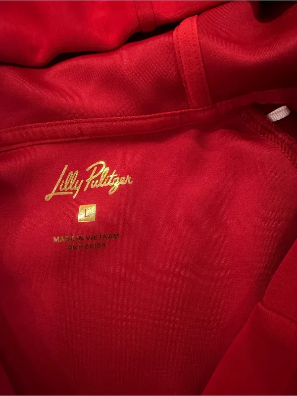 Lilly Pulitzer Bright Red Hooded Pullover - Image 2