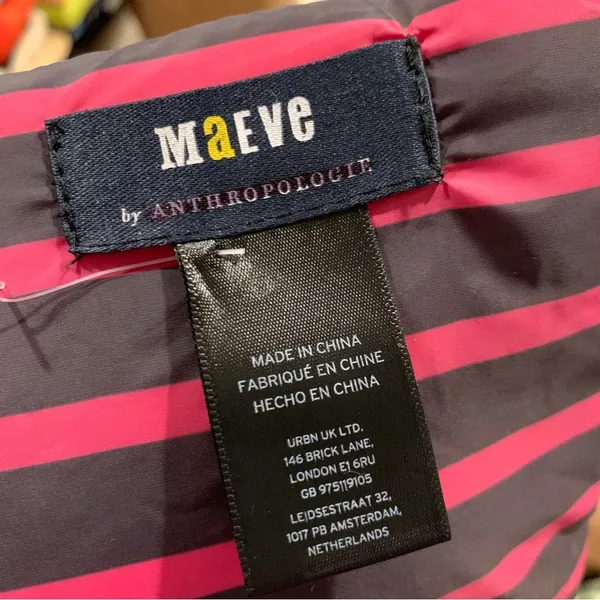 Anthropologie Maeve Striped Black Red Crossover Puffer Scarf OS NEW - Image 5