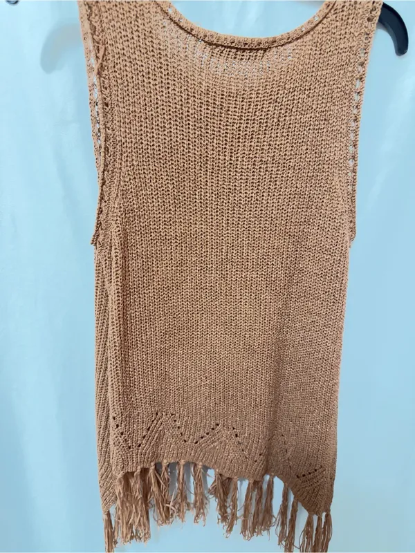 Fore Ellie Sleeveless Knit Crochet Fringe bottom top-medium - Image 10