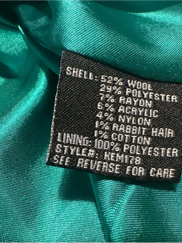 W6Sugarfly- Black Hooded Wool-Blend Pea Coat with Teal Lining - Image 6