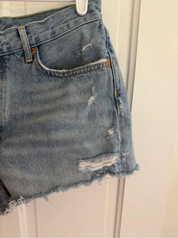 AGOLDE Parker‎ Denim Shorts Size 29 High Rise Distressed Raw Hem Button Fly - Image 5