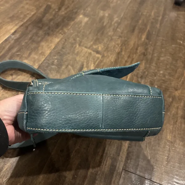 Fossil Long‎ Live Vintage Women's Teal Green Pebbled Leather Purse Crossbody Bag - Image 8