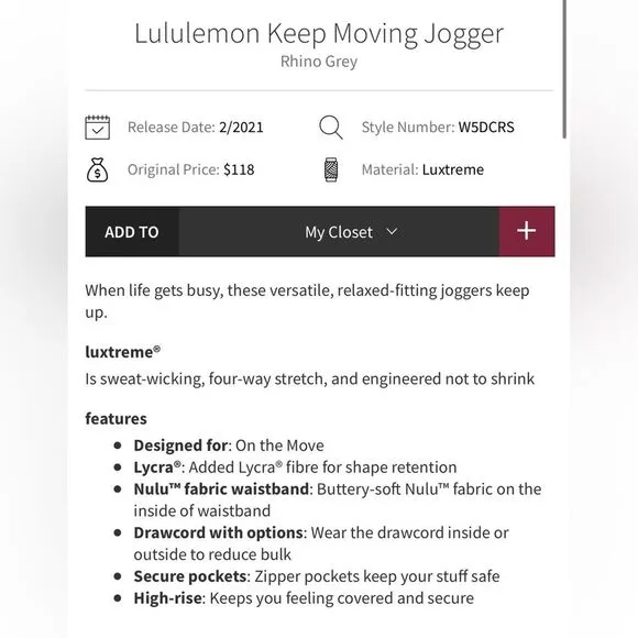 Lululemon Women's Size‎ 6 Keep Moving Jogger Rhino Gray New - Image 9