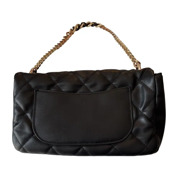 Badgley Mischka Black Quilted Purse Shoulder Bag Gold Chain Pockets Everyday - Image 6