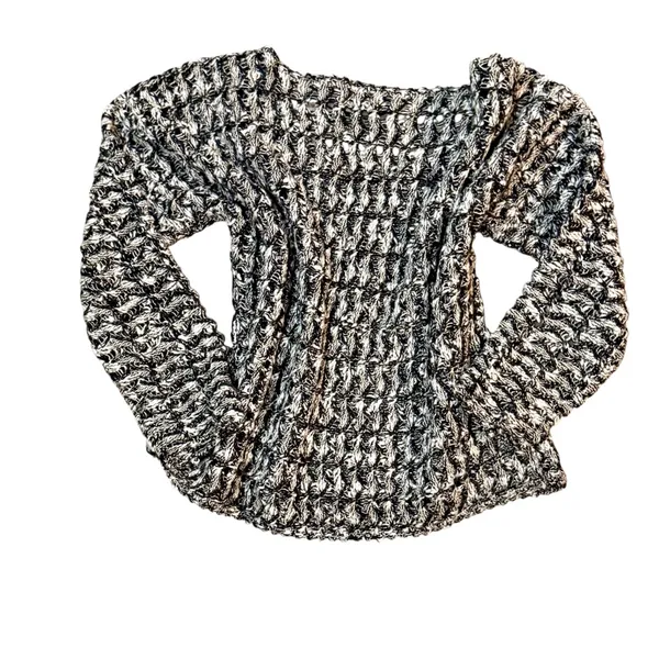 ecote Urban Outfitters Ecote Black & White Knit Cropped Long Sleeve Sweater SzS - Image 3