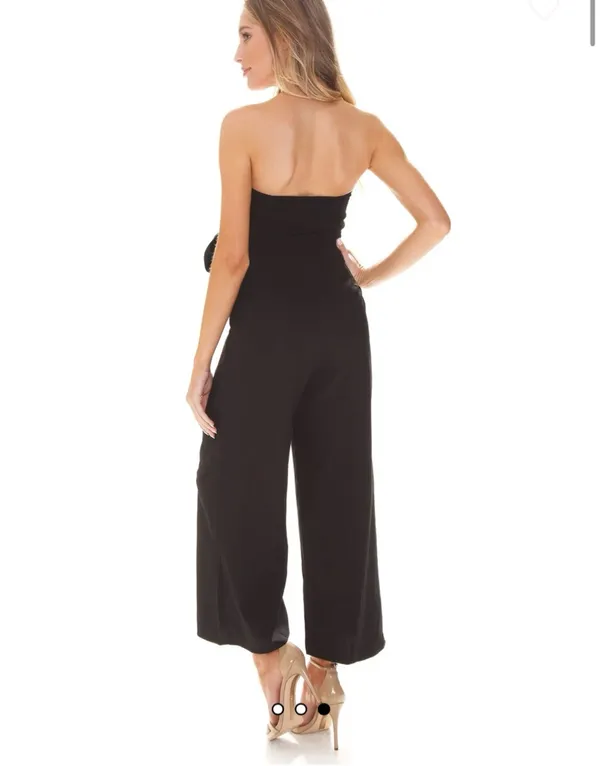 Astr The Label | Nwt Zion Strapless Tie Waist Wide Leg Jumpsuit In Black Large - Image 4