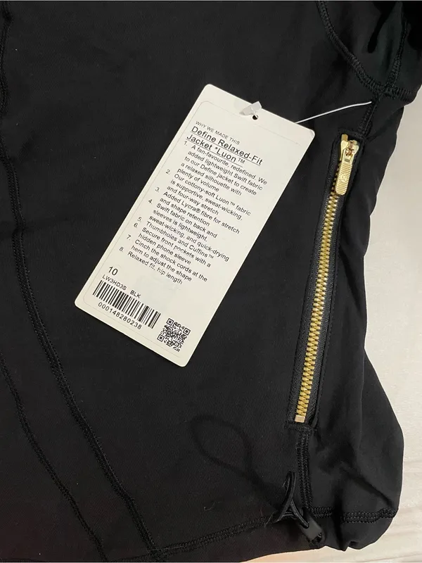 Lululemon Define Relaxed Fit Luon Full Zip Jacket Black Gold Size 10 NWT - Image 9