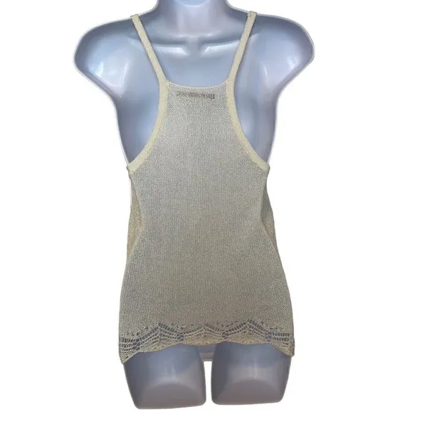Rubbish EUC Cream Lightweight Knit Racerback Crochet Hem Tank Sz XS‎ - Image 2