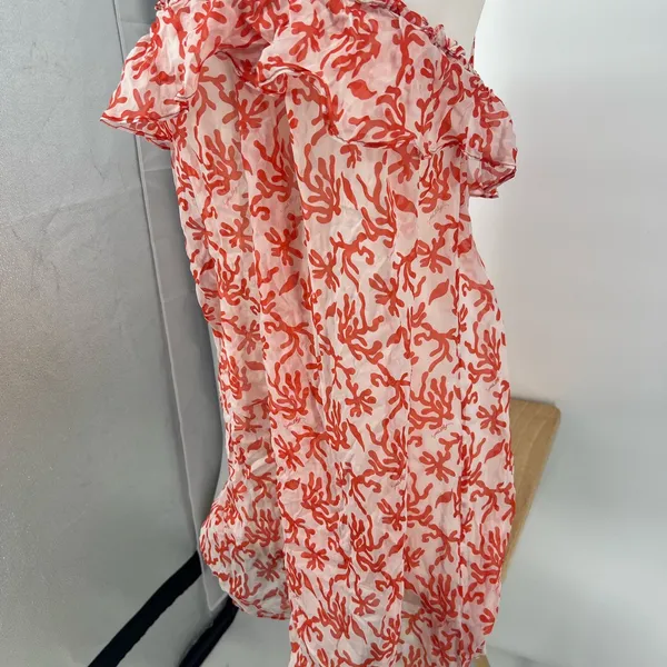Milly Coral and White Strapless Dress coverup - Image 3