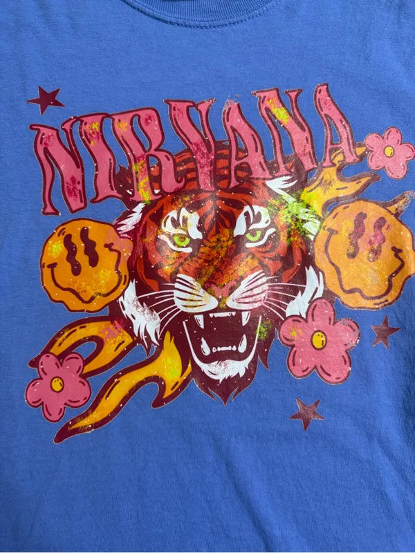 Comfort Colors Blue Tiger Nirvana Graphic Tee - Image 4