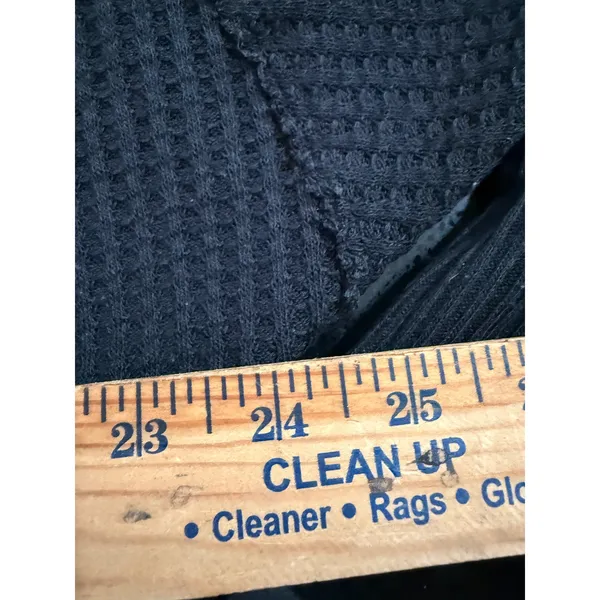 We The Free Free People Black Waffle Knit‎ Thermal Scoop Neck Top Small 3704 - Image 4