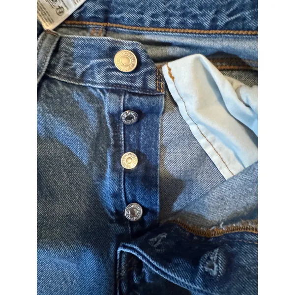 Levis Premium 501 90s Straight Leg Jeans Medium Wash Distressed W26 L30 - Image 7