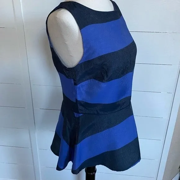 Banana Republic‎ Womens Blue Navy Striped Peplum Sleeveless Top Size 6 NWT - Image 4