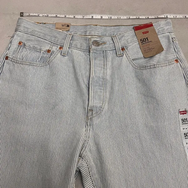 Levi's 501 Original Fit Women Size 31X30 Striped Denim Button Fly Straight Leg - Image 16