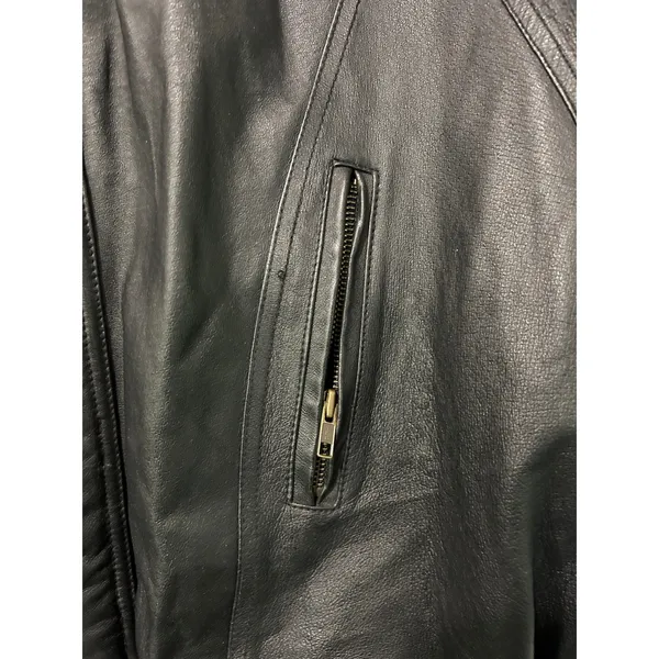 Vintage Wilsons Leather Coat Jacket Black Belted Y2K City Chic Womens XL Edgy - Image 9