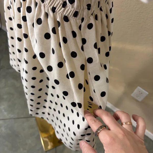 Bohme Polka Dot Black & Ivory Mini SunDress SZ- M NWT Beachy Cottagecore Peasant - Image 4