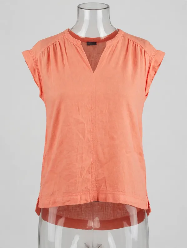 Splendid Coral Notch-Neck Cap Sleeve Blouse - Image 2