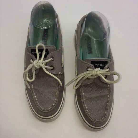 Sperry Top Siders Bahama with Gray Herringbone Cotton Canvas for Wormen - Image 2