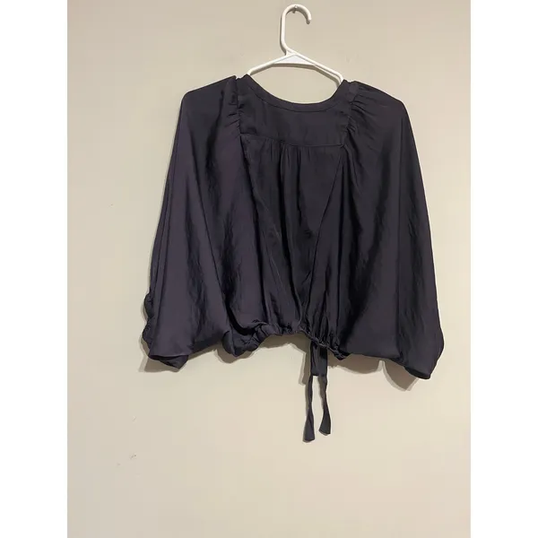 Urban Outfitters Pintucked Cropped Batwing Dleeve Blouse in Eggplant Purple M - Image 6