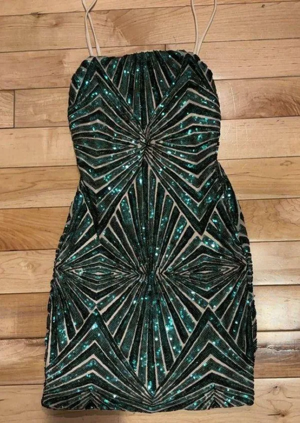 Lulu’S Lost In Your Eyes Teal Sequin Bodycon Mini Dress - Image 6