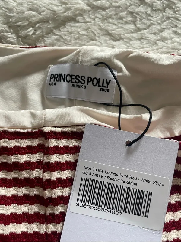 NWT Princess Polly Next To Me Lounge Pant Red/White Stripe - Image 6