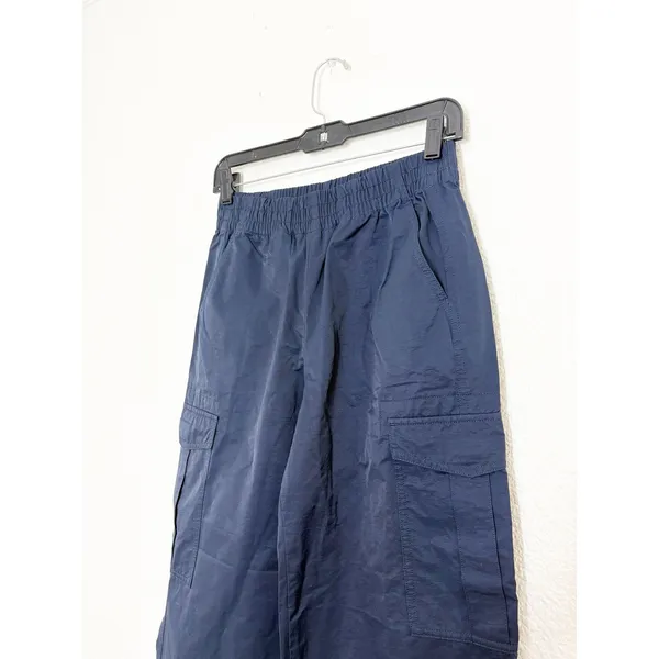 Abercrombie & Fitch Navy Nylon Cargo Pants Size XXS Wide Leg Pullon - Image 8