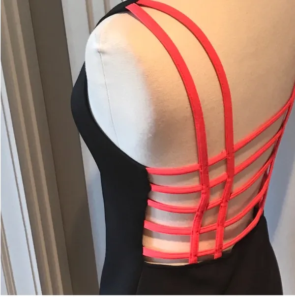 Mimi Chica Neon Pink Caged Back Black Bodycon Dress - Image 7