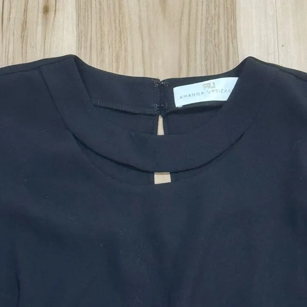 Amanda Uprichard Black Bell Sleeve Keyhole Blouse Top Women’s Small - Image 4