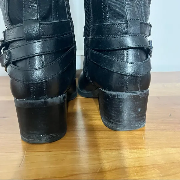 Marc Fisher Knee High Riding Boots Womens 9 M‎ Pebbled Black Leather Equestrian - Image 8