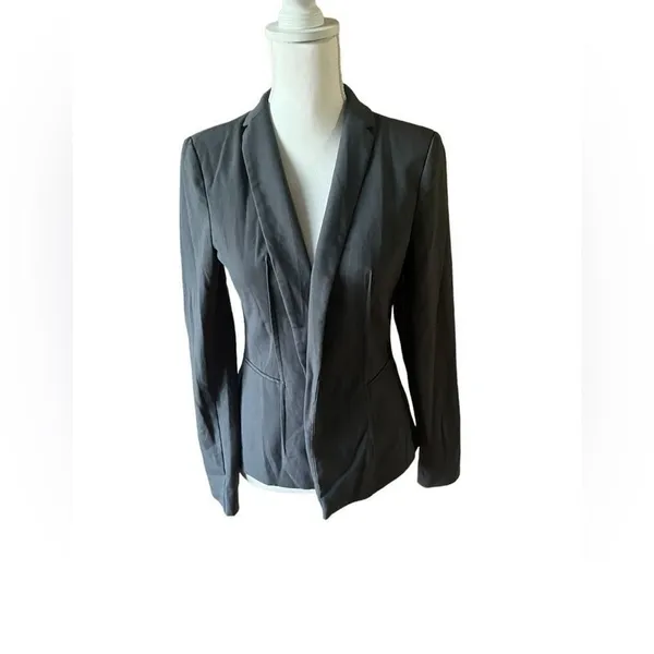 Venus Charcoal Gray Open Front Blazer Notched Lapel Workwear Size 4 - Image 2