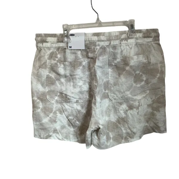 Old Navy Tie Dye Cream/White High-Waisted Printed Linen-Blend‎ Short Size M - Image 4